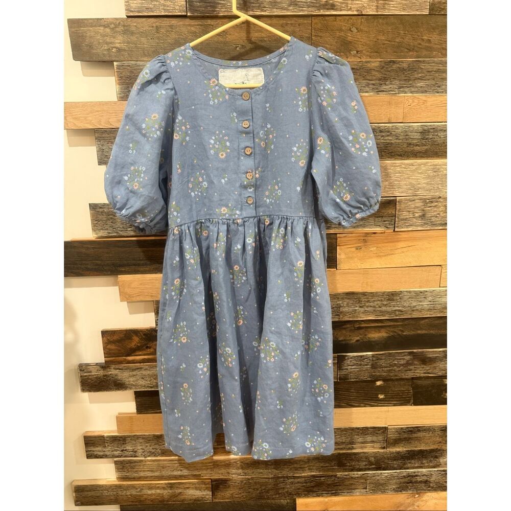 NotPerfectLinen new Tossa boho lagenlook midi dress chambray bloom size S/M